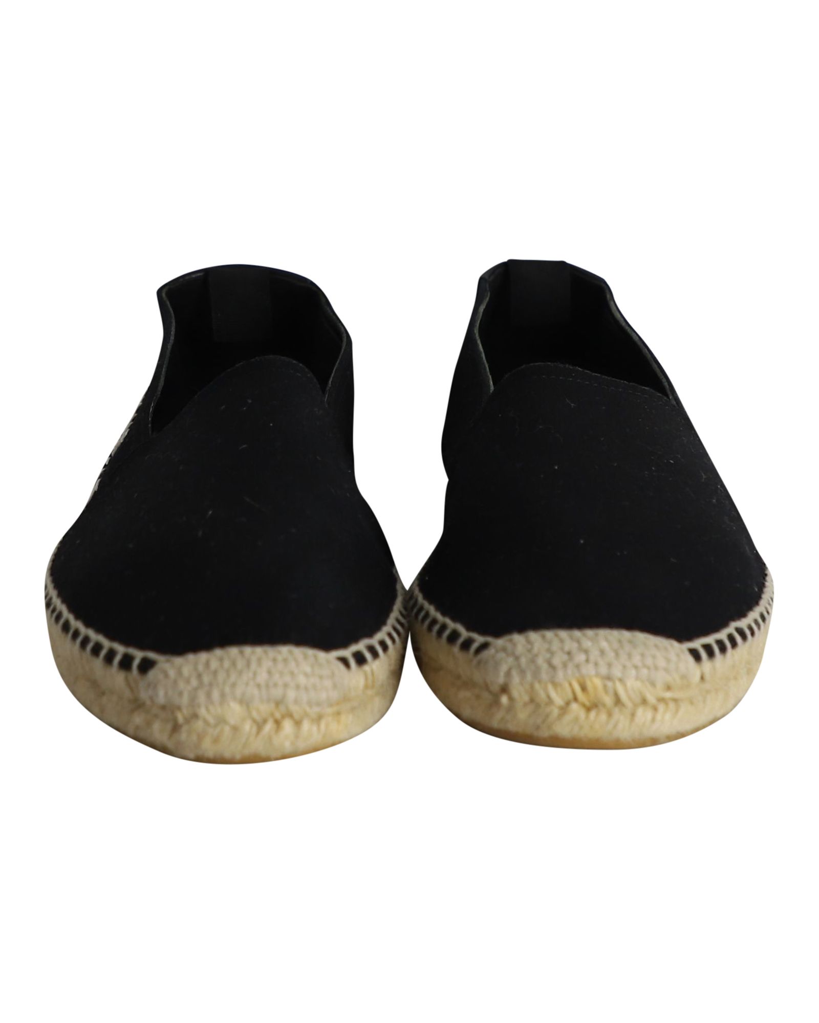 Men's Preowned Saint Laurent Black Logo Embroidered Espadrilles Size 41 canvas