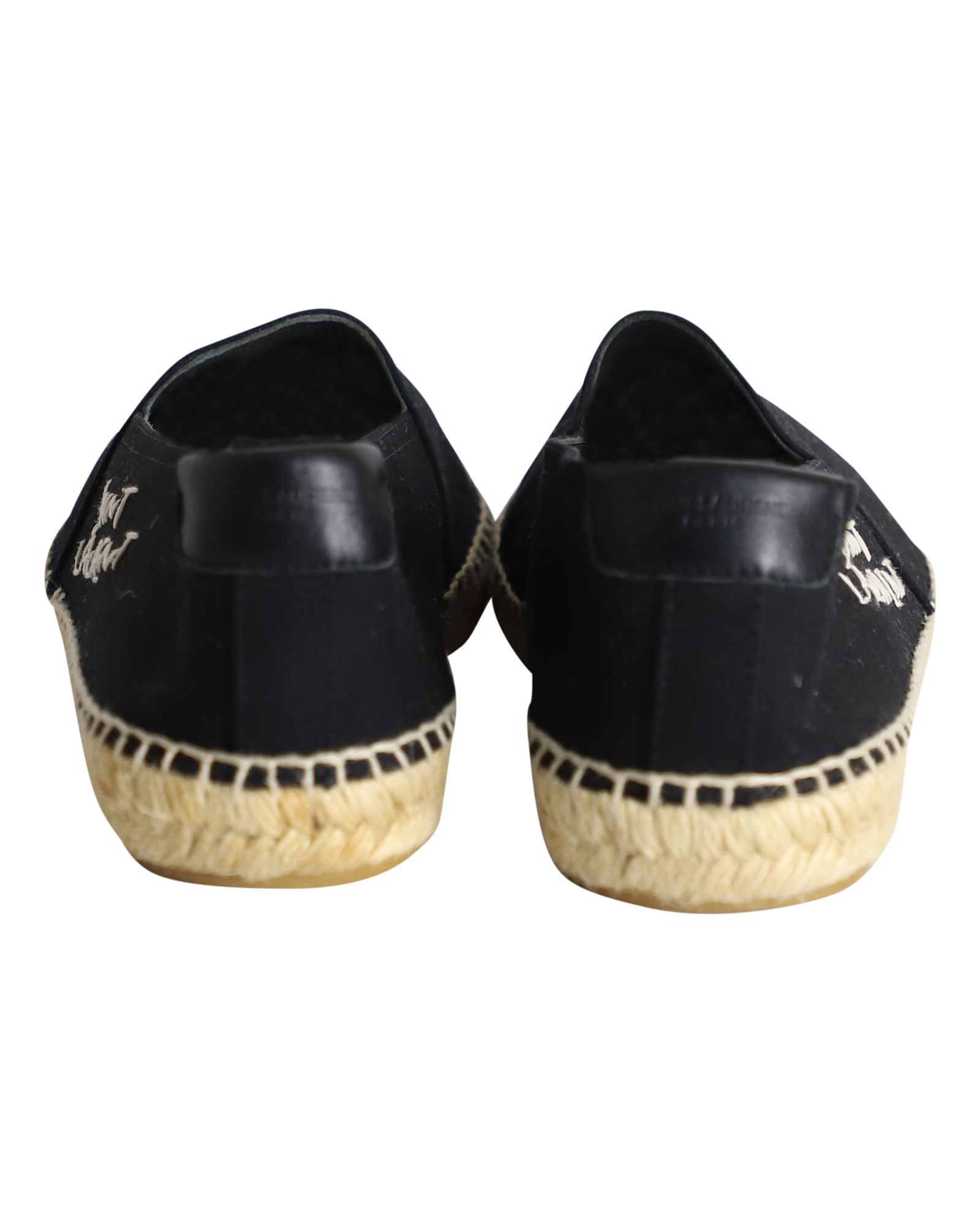 Men's Preowned Saint Laurent Black Logo Embroidered Espadrilles Size 41 canvas