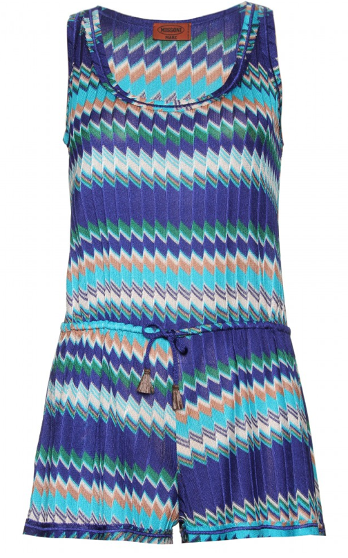 Preowned Missoni Blue Chevron Playsuit Size M rayon