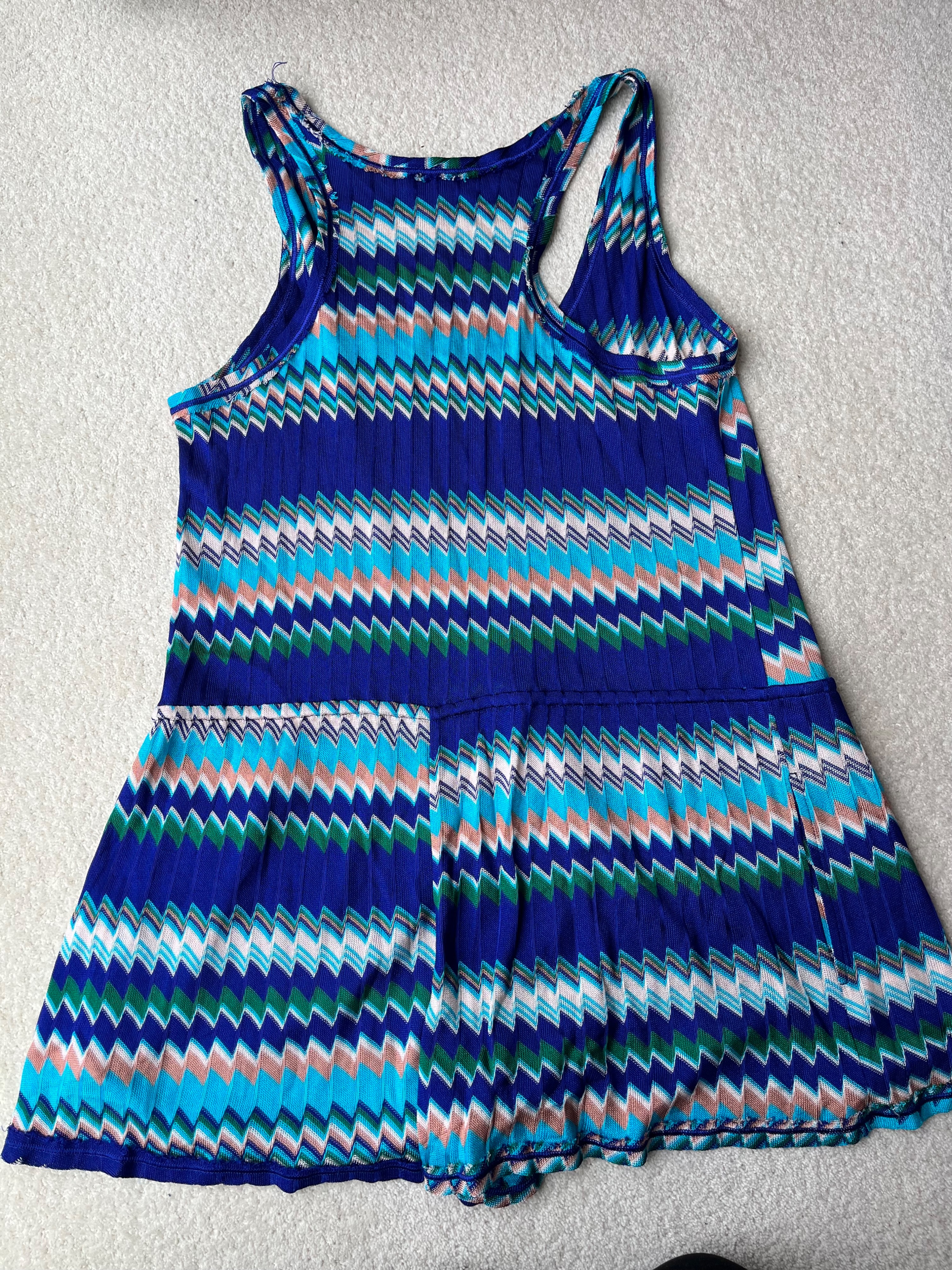 Preowned Missoni Blue Chevron Playsuit Size M rayon