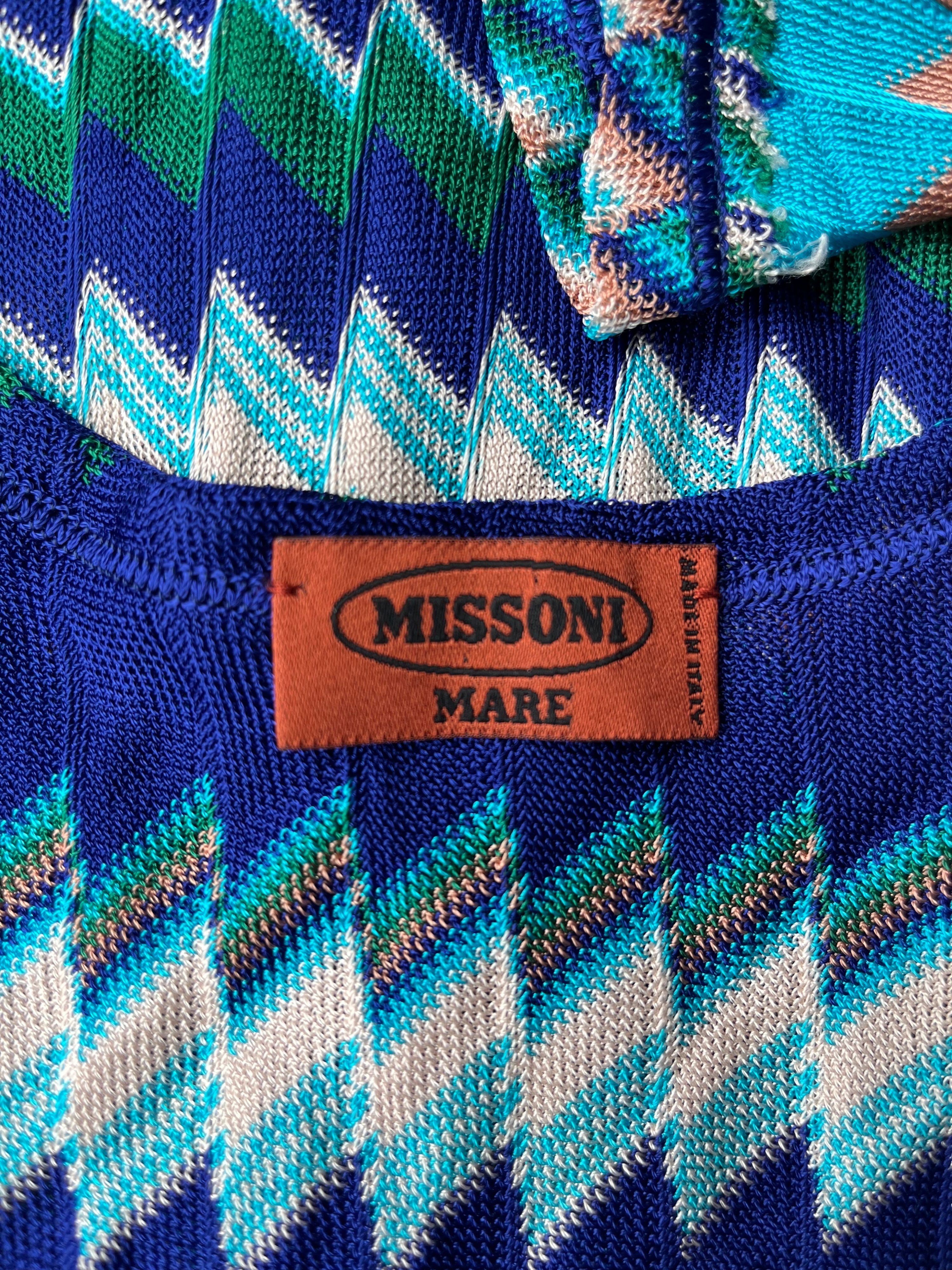 Preowned Missoni Blue Chevron Playsuit Size M rayon