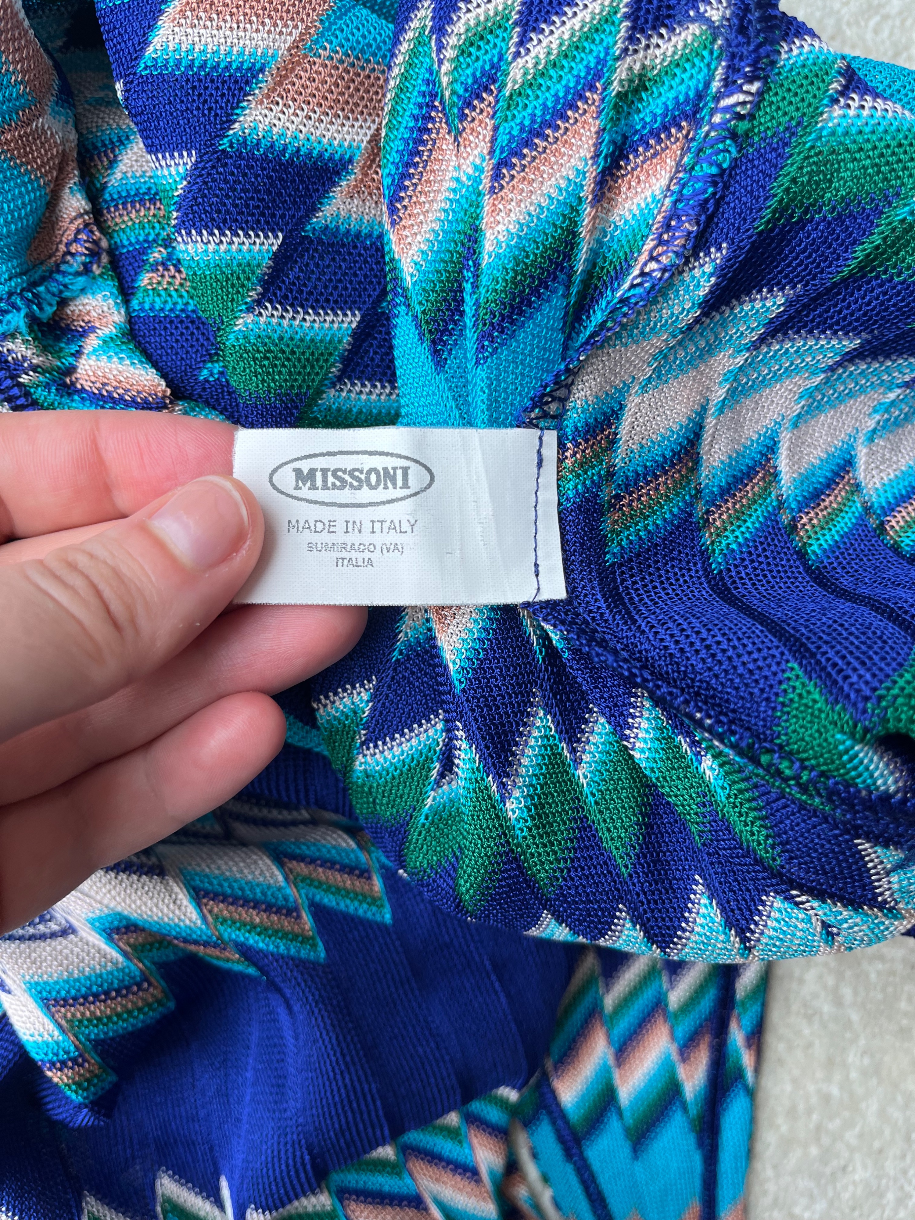 Preowned Missoni Blue Chevron Playsuit Size M rayon