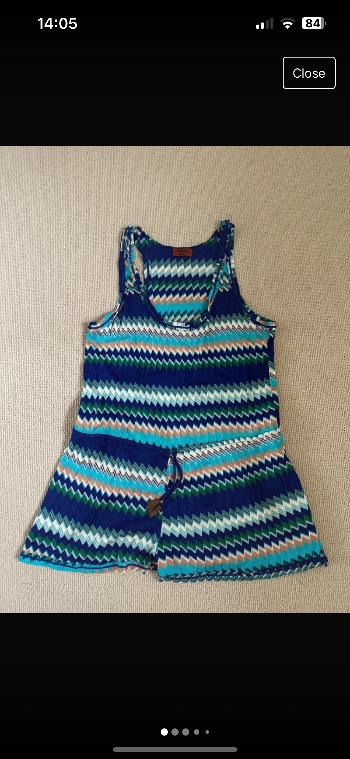 Preowned Missoni Blue Chevron Playsuit Size M rayon