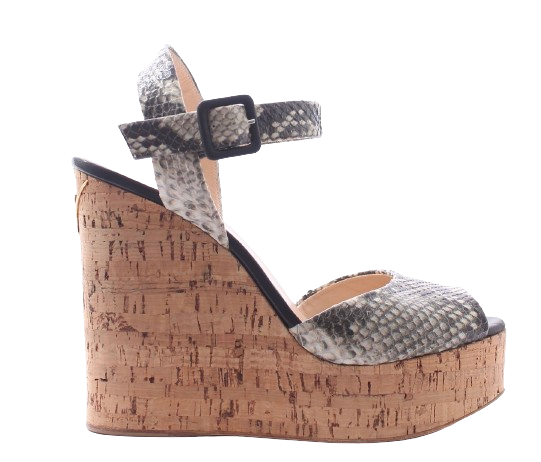 Preowned Giuseppe Zanotti Mayliin Wedges Size 41 Grey leather/cork