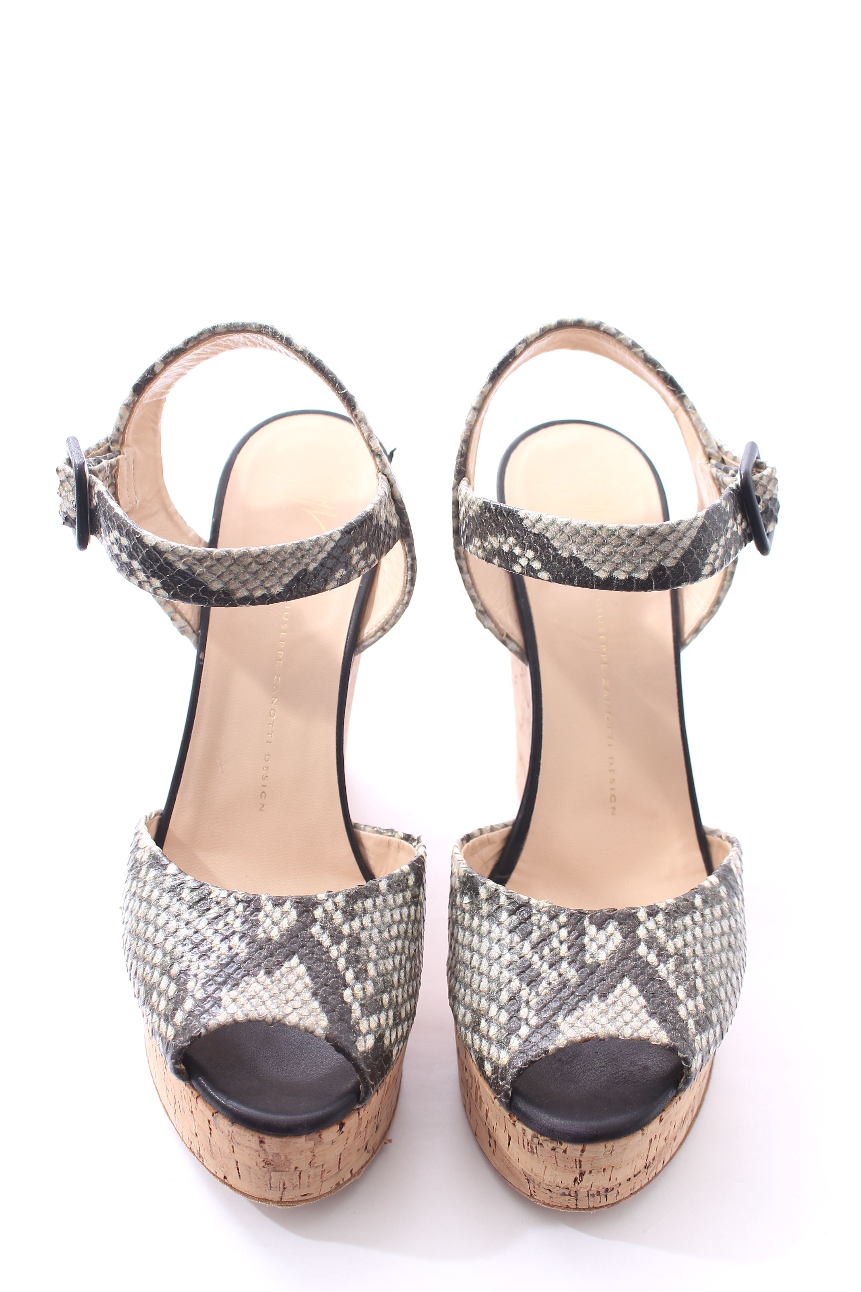 Preowned Giuseppe Zanotti Mayliin Wedges Size 41 Grey leather/cork