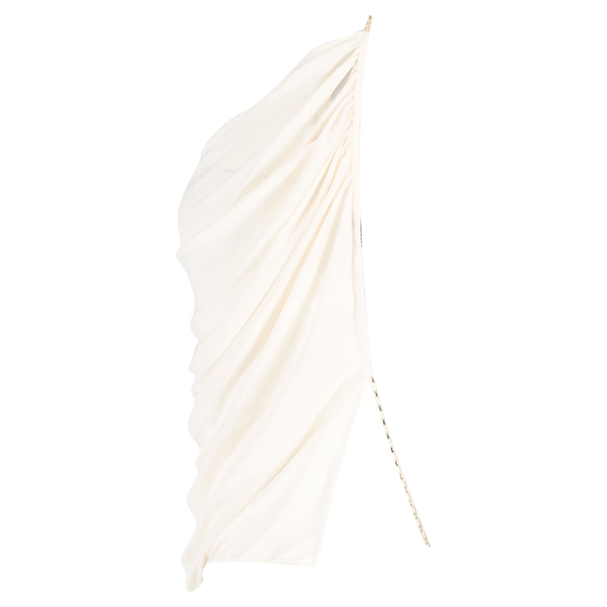 Preowned Loewe Cream Cowl Neck Silk Chain Strap Top Size S white | ecru polyester/elastomultiester