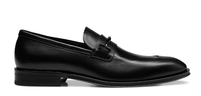 Men's Boss Black Leather Derrek Loafers Size 425