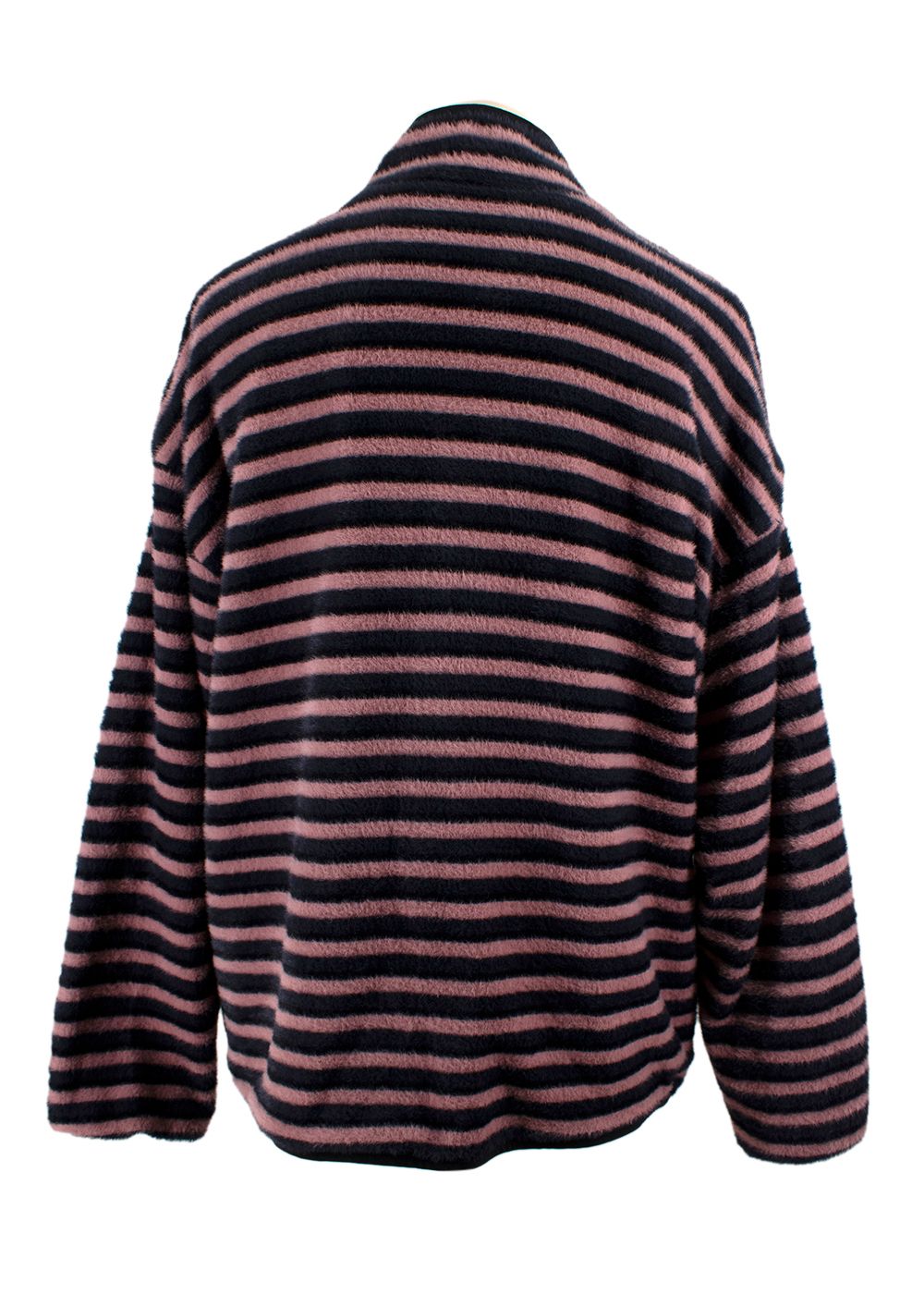 Men's Pleasures Caterpillar Stripe Fleece Jacket Size L Navy Pink Black polyester