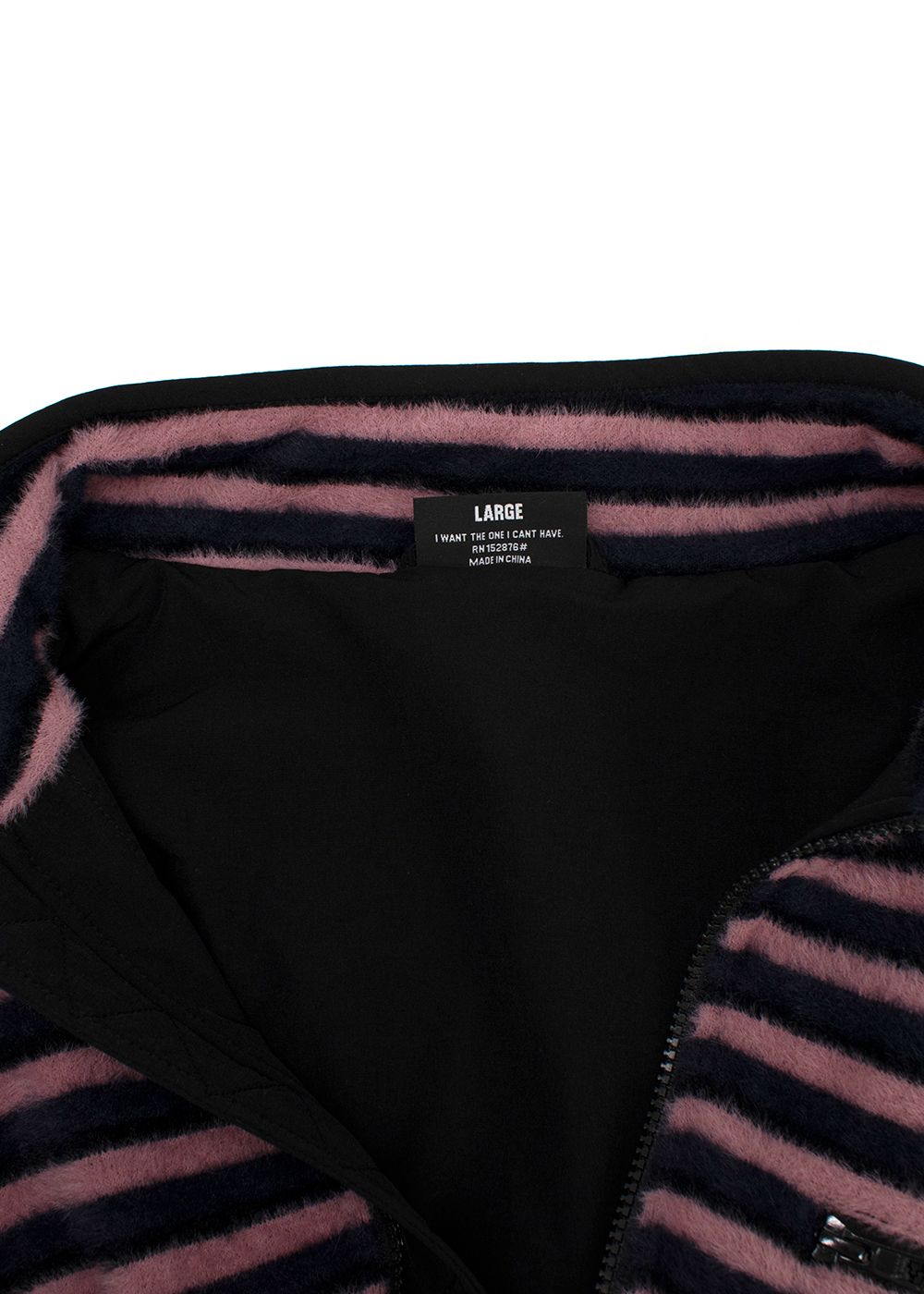 Men's Pleasures Caterpillar Stripe Fleece Jacket Size L Navy Pink Black polyester