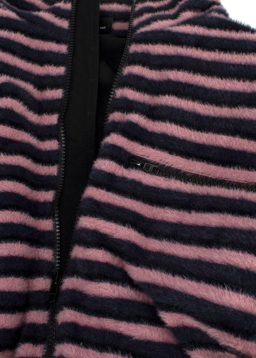 Men's Pleasures Caterpillar Stripe Fleece Jacket Size L Navy Pink Black polyester