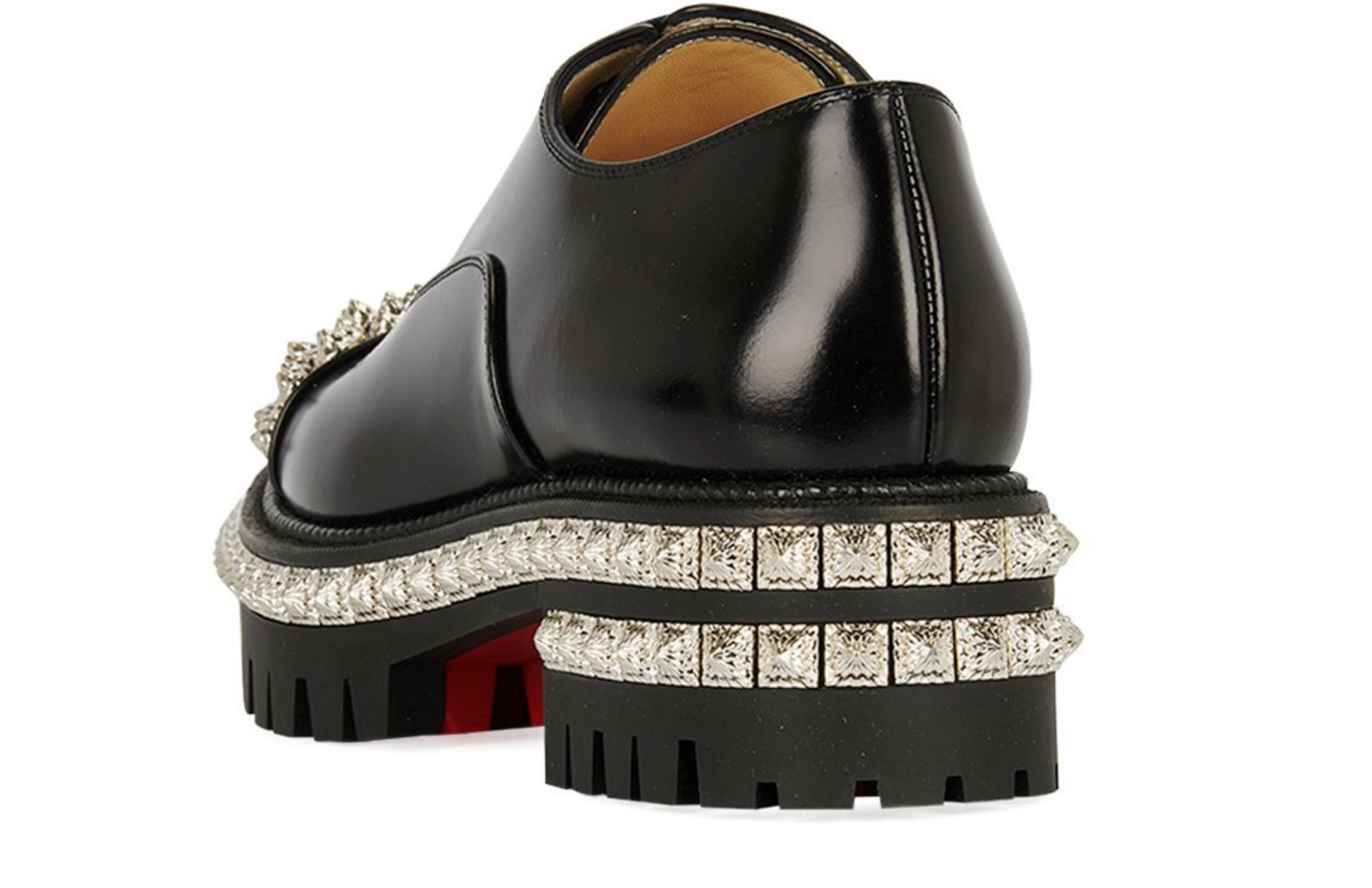 Christian Louboutin black leather crystal studded Oxford brogues Size 385