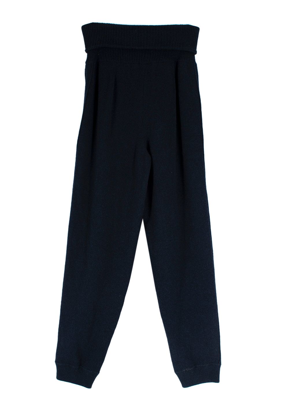 Preowned Chanel Navy Side Stripe Cashmere Trousers Size S