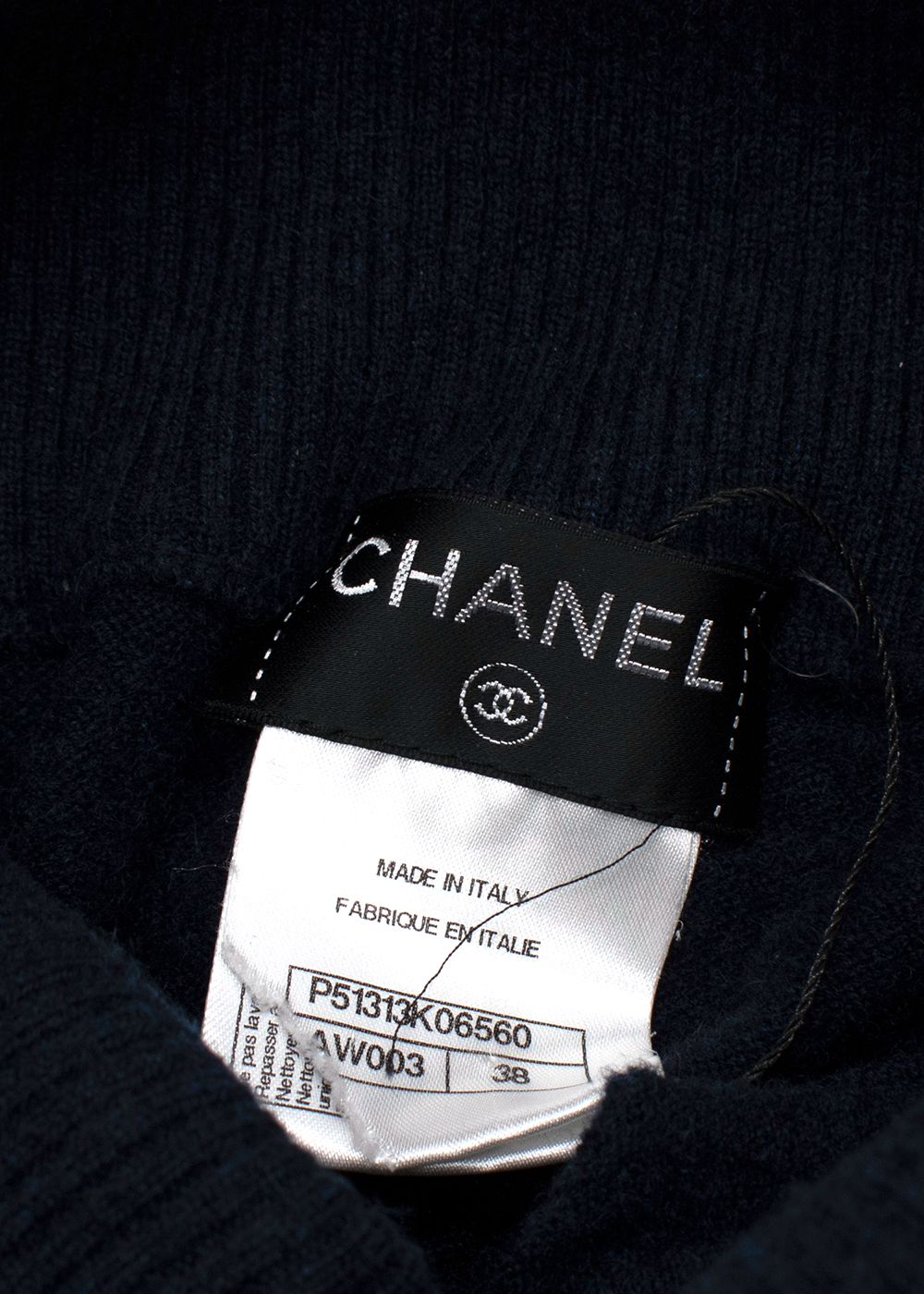 Preowned Chanel Navy Side Stripe Cashmere Trousers Size S