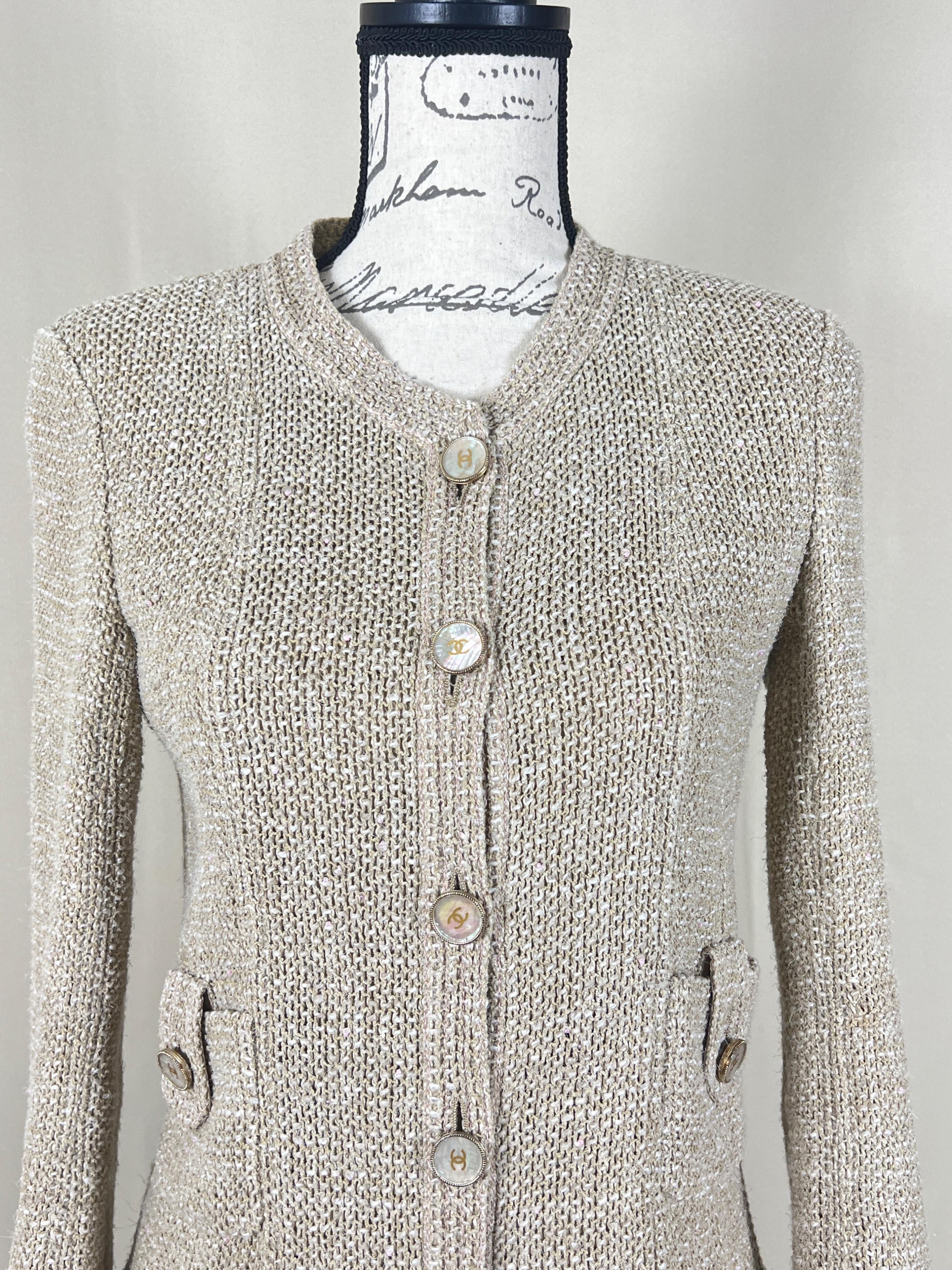 Chanel Beige Tweed Jacket Size S