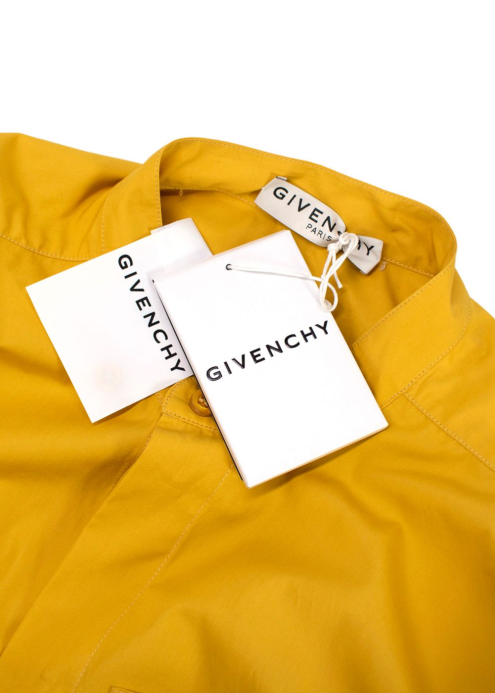 Givenchy Golden Yellow Chain-embellished Cotton-poplin Shirt Dress Size XS cotton