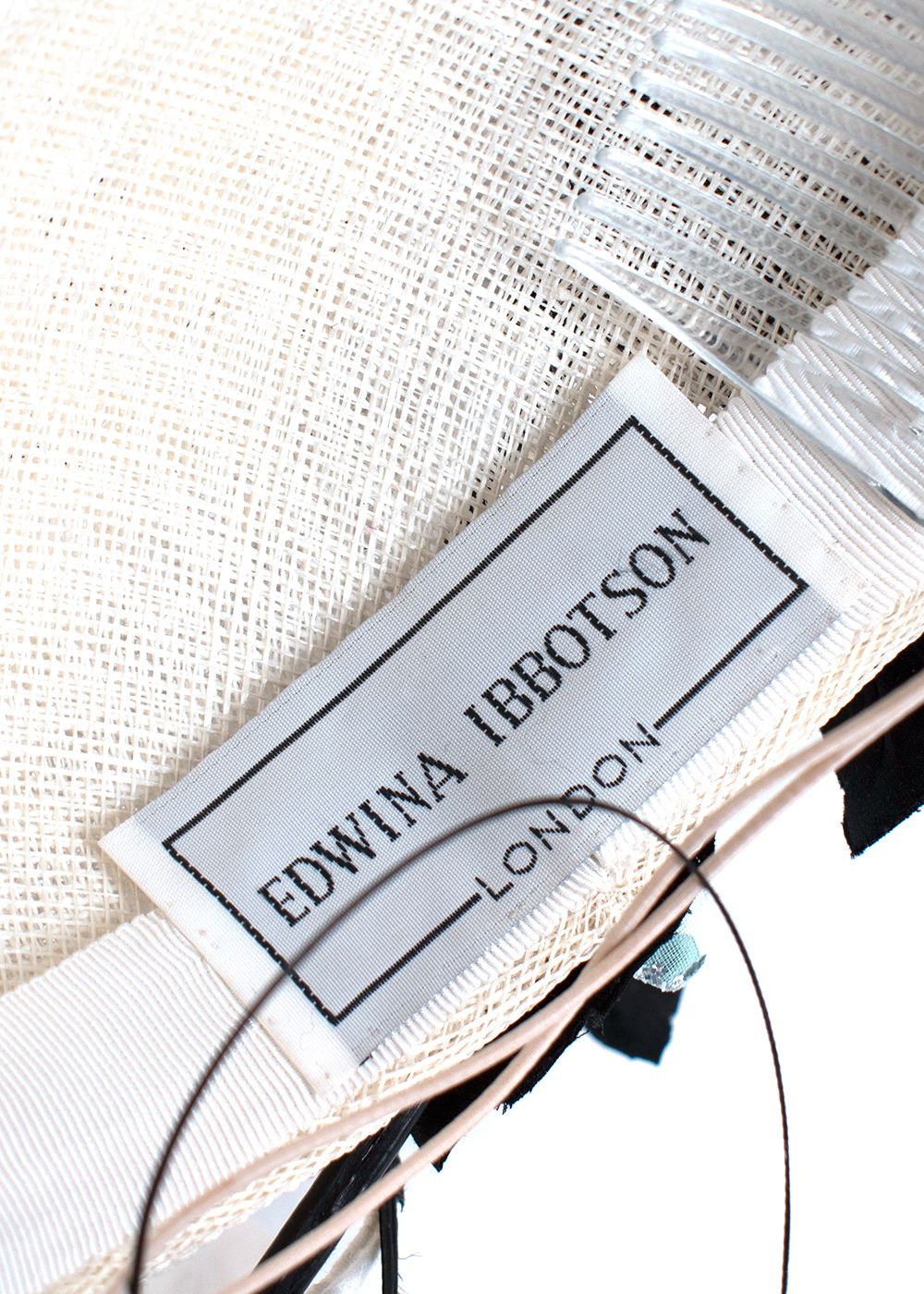 Edwina Ibbotson Cream Woven Floral Hat Black Cream mesh