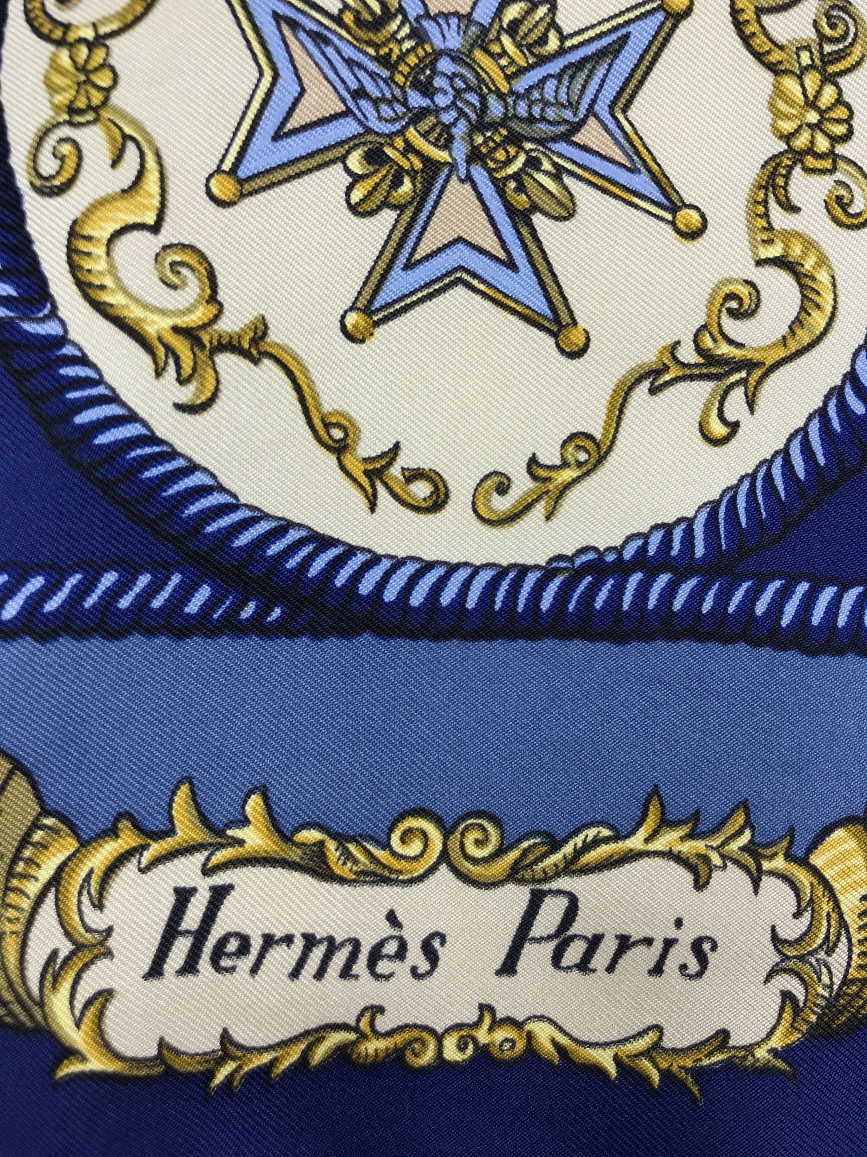 Preowned Hermes Ludovicus Magnus Louis XIV Printed Silk Scarf Multicolor