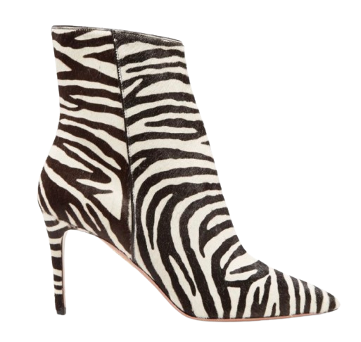 Preowned Aquazzura Aquazurra Zebra Print Pony Hair Alma 85 Boots Size 375 Black and white calf hair