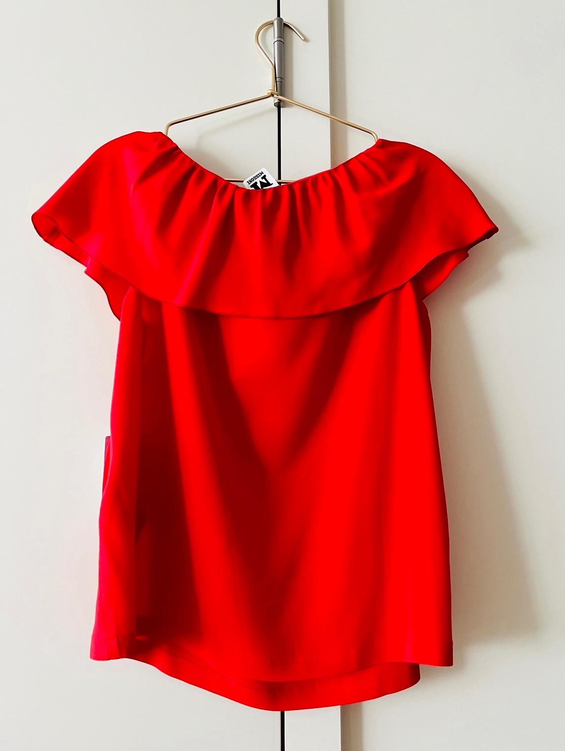 M Missoni Red Silk Blend Ruffle Blouse Size S silk/acetate