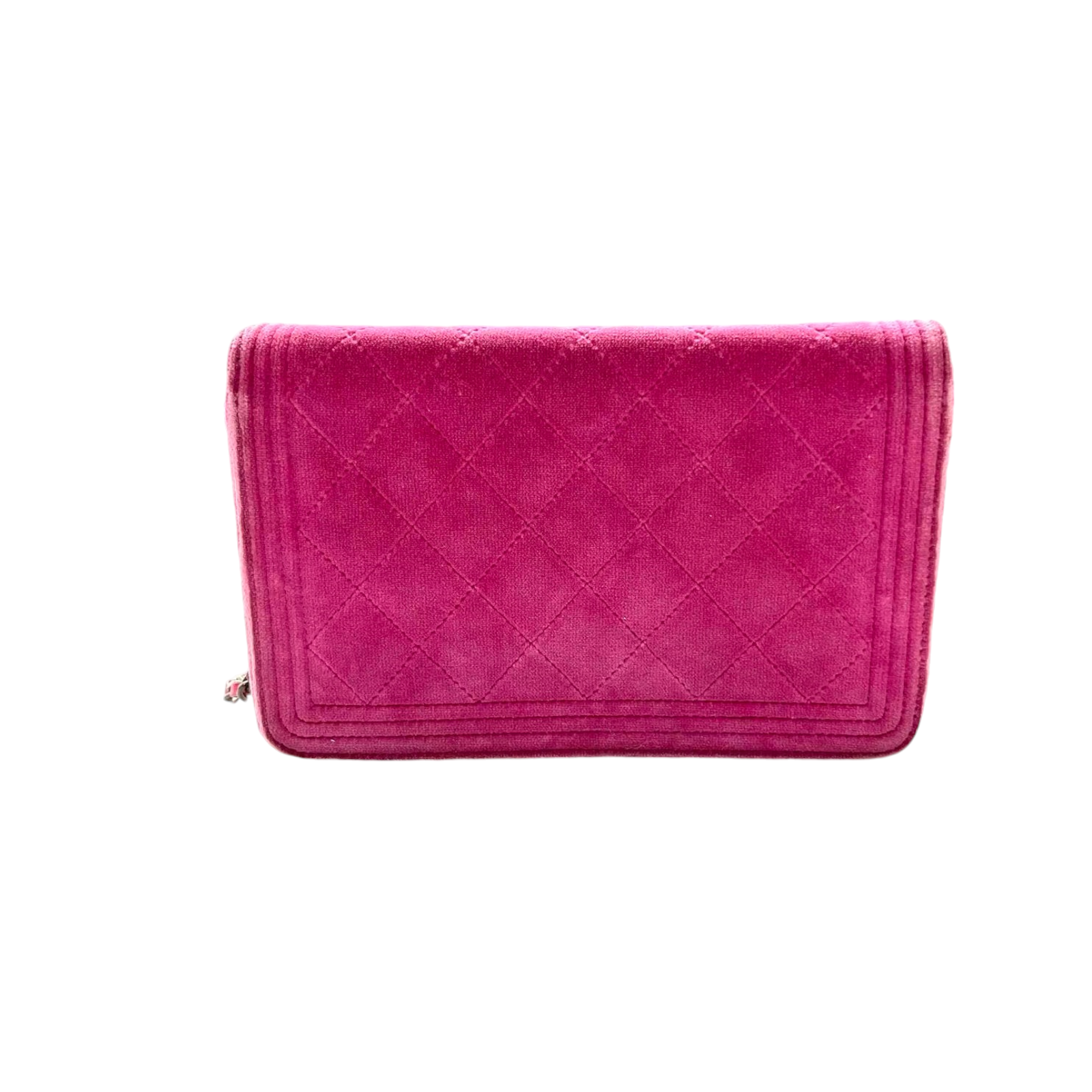 Preowned Chanel Pink Velvet Boy Wallet on Chain