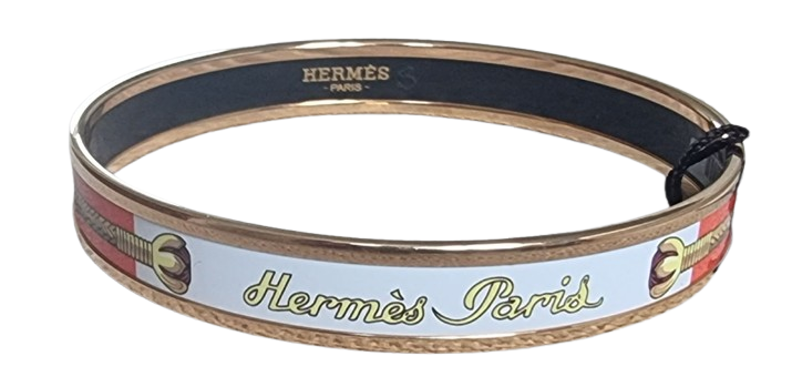 Hermes Pink Cliquetis Bangle pink/orange blue yelow gold plate/enamel