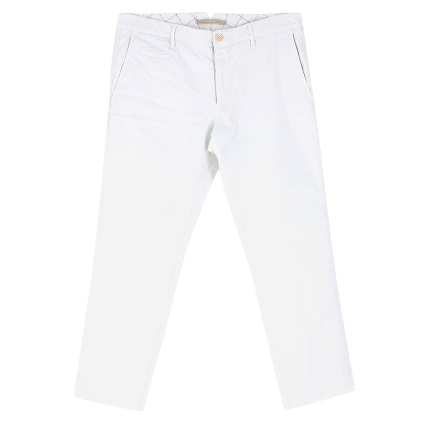 Men's Preowned Incotex White Straight-leg Chino Trousers Size S cotton