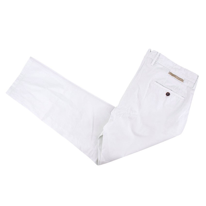 Men's Preowned Incotex White Straight-leg Chino Trousers Size S cotton