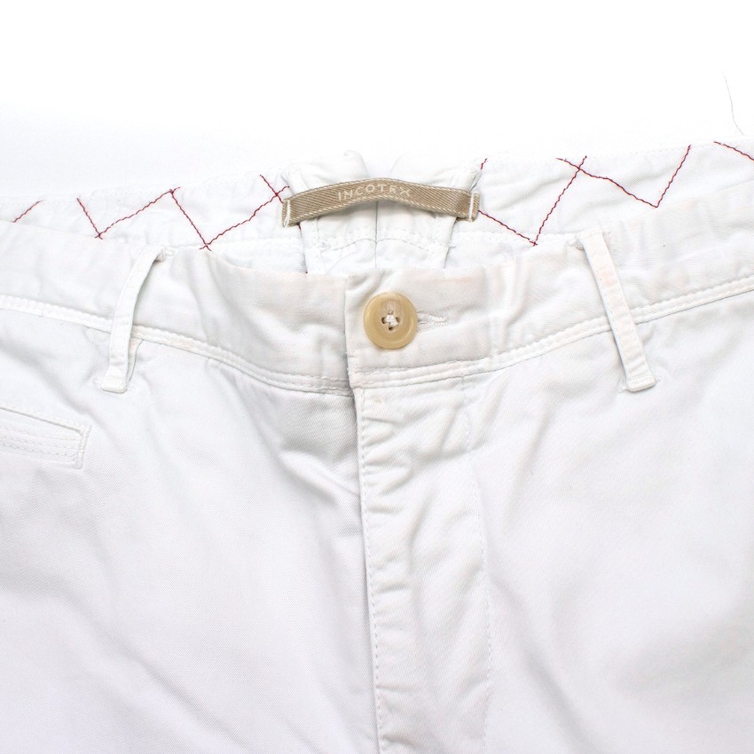 Men's Preowned Incotex White Straight-leg Chino Trousers Size S cotton