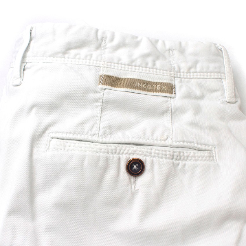 Men's Preowned Incotex White Straight-leg Chino Trousers Size S cotton