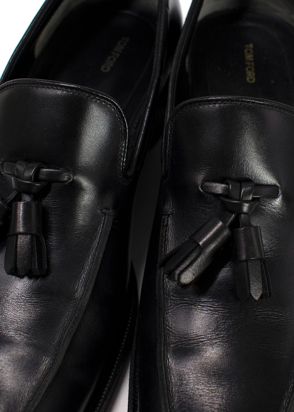 Men's Preowned Tom Ford Tassel-Detail Leather Loafers Size 41 Black