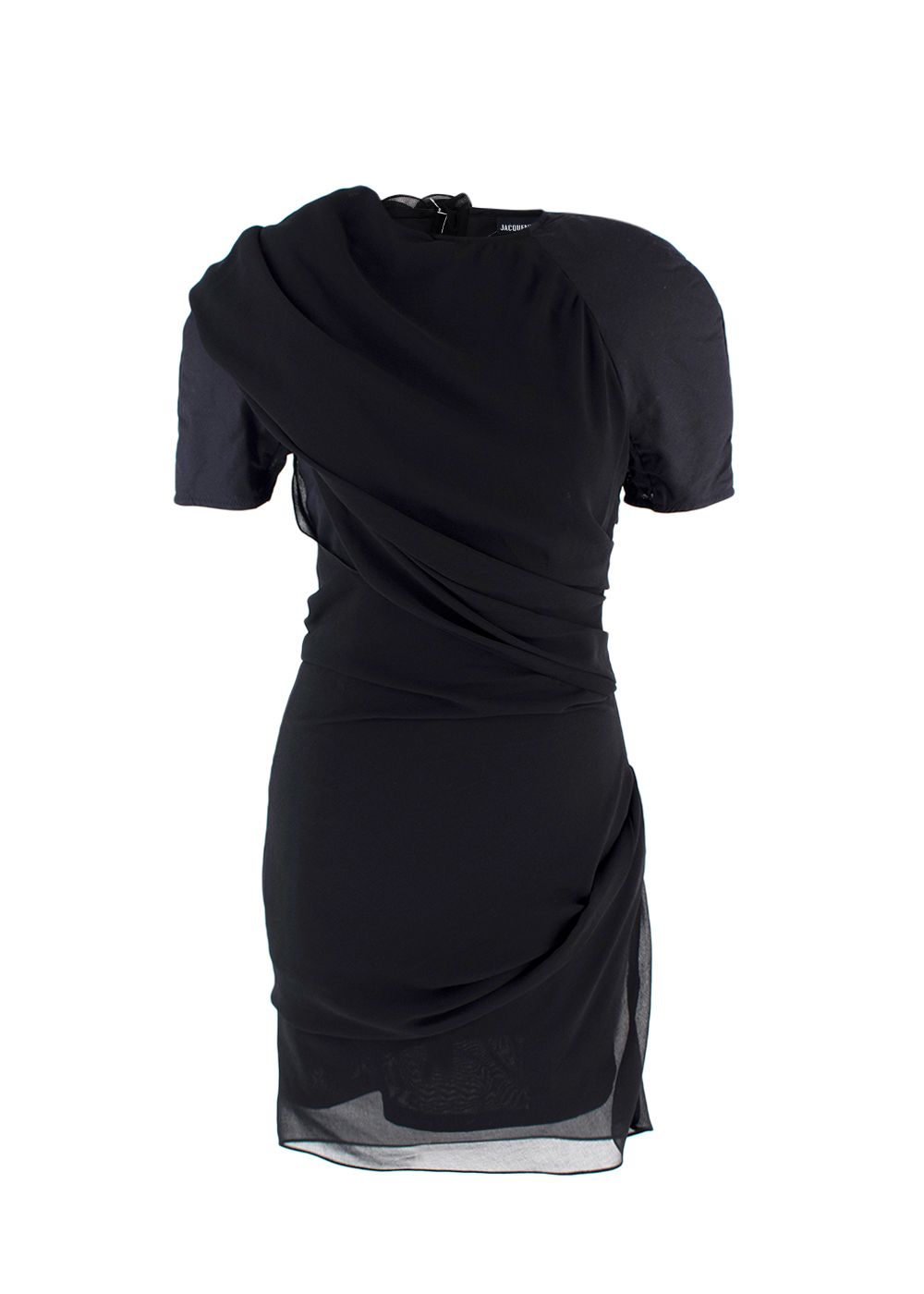 Jacquemus Black Draped Castagna Mini Dress Size XS polyester