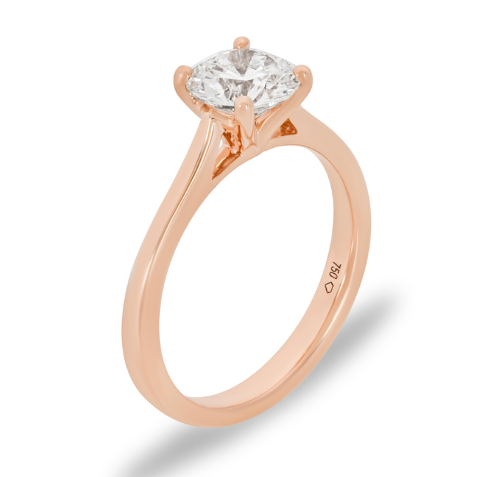 Preowned 18kt Rose Gold Lab Diamond Solitaire Ring - Size 525