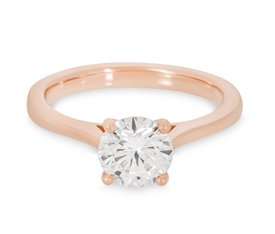 Preowned 18kt Rose Gold Lab Diamond Solitaire Ring - Size 525