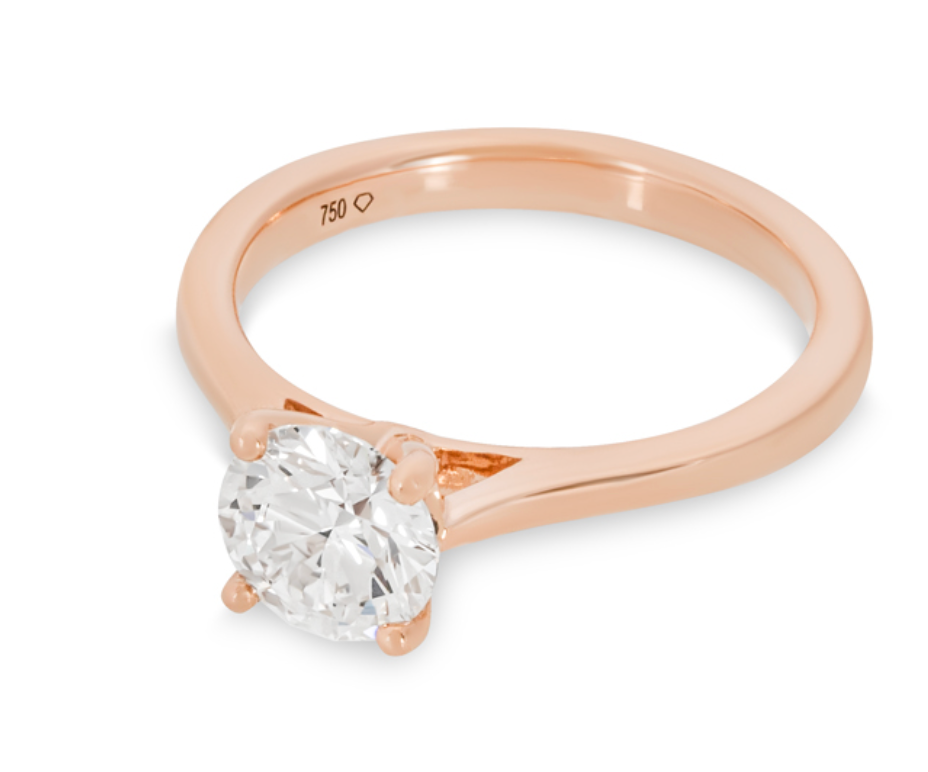 Preowned 18kt Rose Gold Lab Diamond Solitaire Ring - Size 525