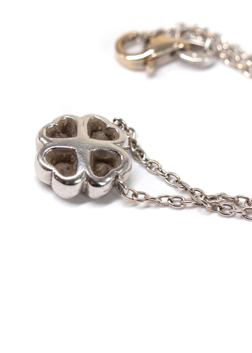 Bespoke White Gold Diamond Clover Pendant Necklace silver