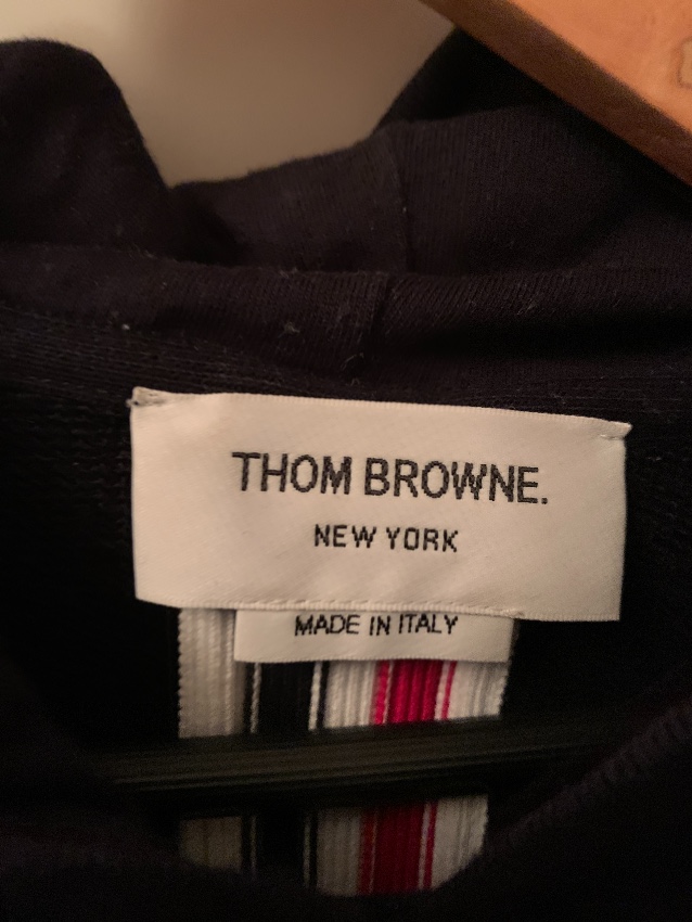 Men's Preowned Thom Browne Center Back Stripe jacket navy Size XL Blue cotton