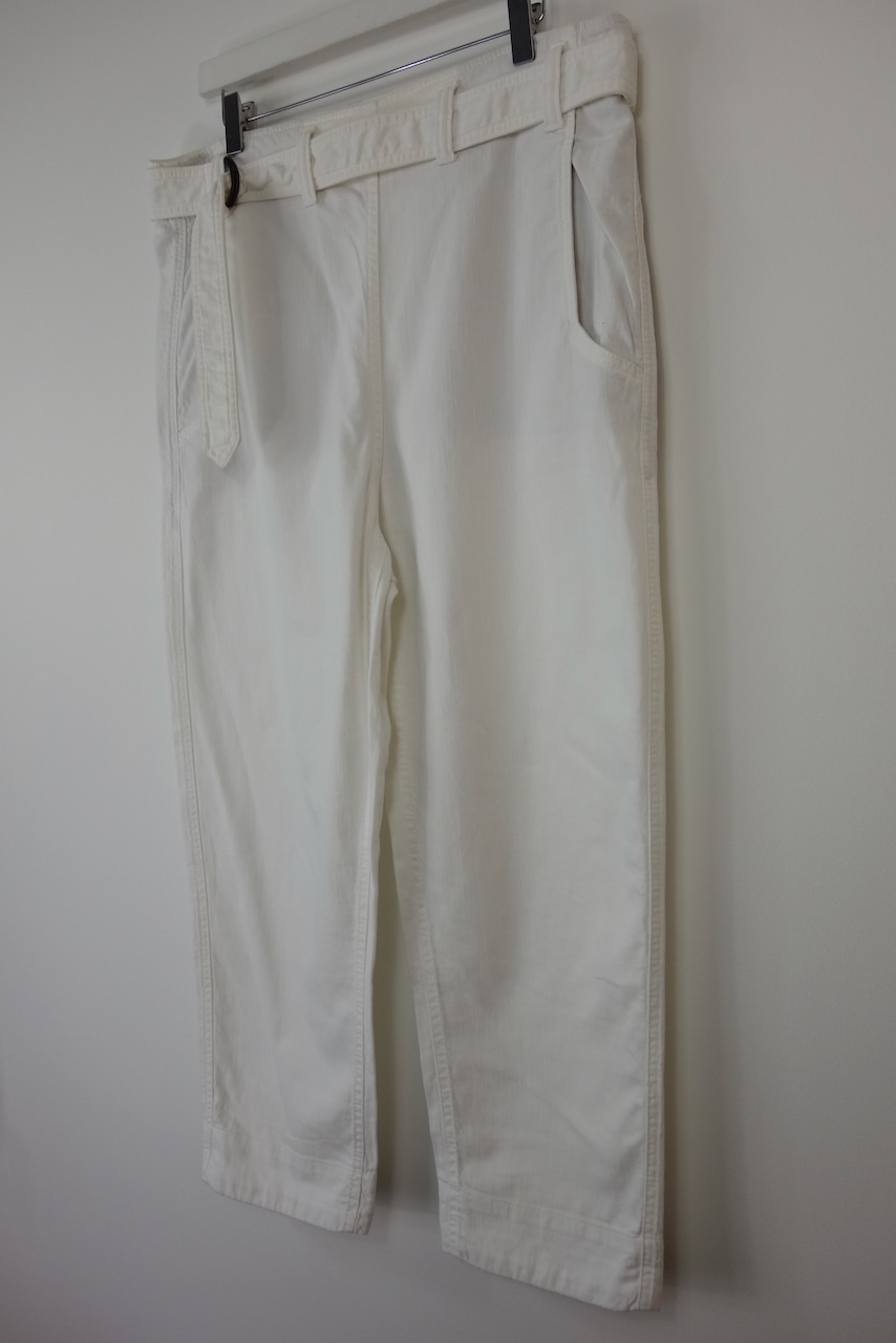 Preowned Brunello Cucinelli Paperbag Wasit Denim Jeans Size S Off White cotton/elastane