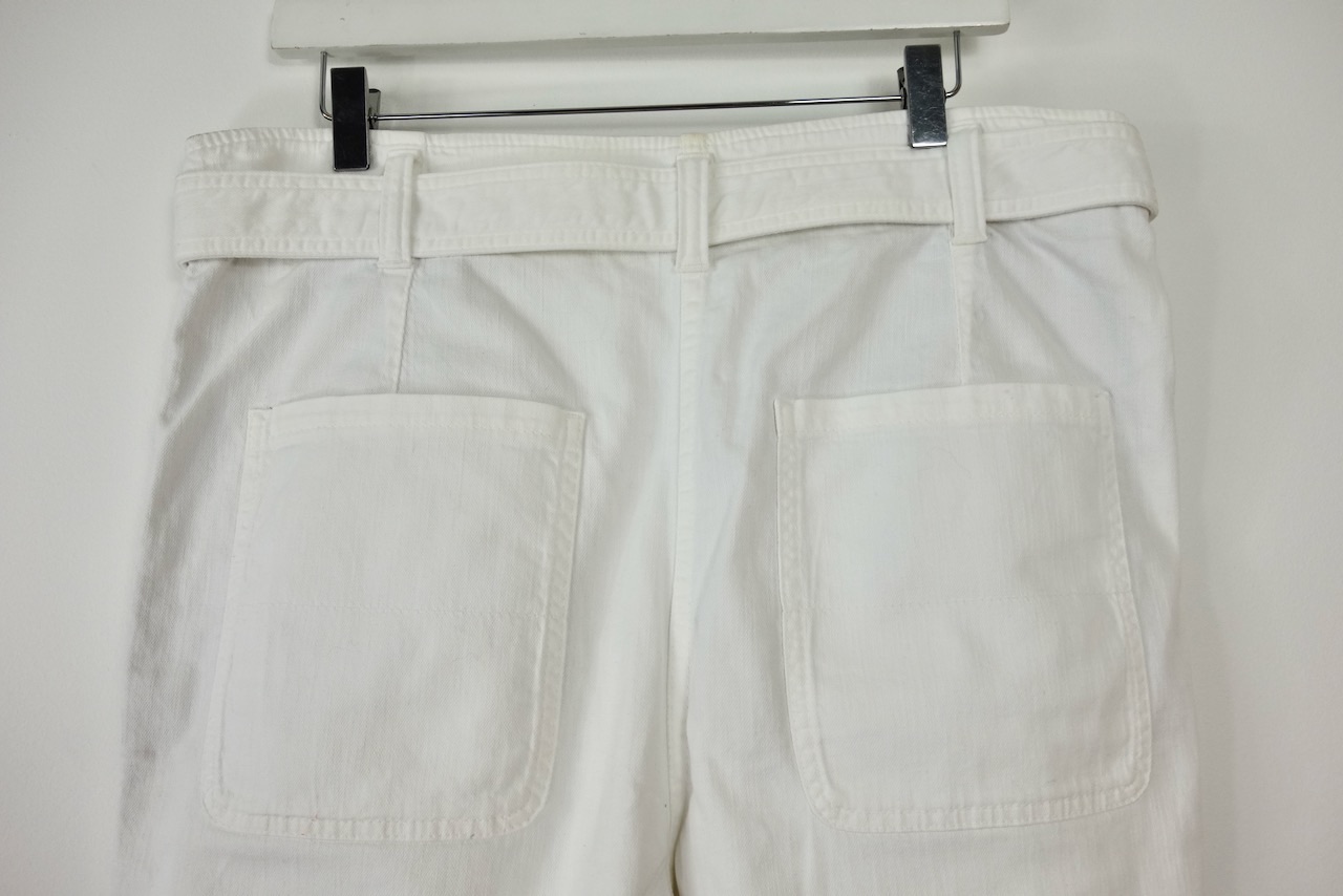 Preowned Brunello Cucinelli Paperbag Wasit Denim Jeans Size S Off White cotton/elastane