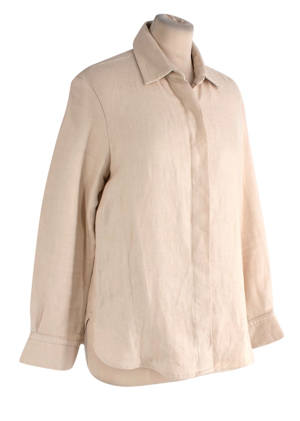 Preowned Rosetta Getty Beige Linen Shirt Size S