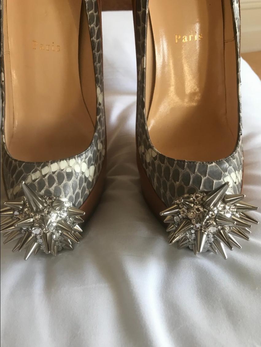 Christian Louboutin Asteriod Snake Leather Platforms Size 395 Orange