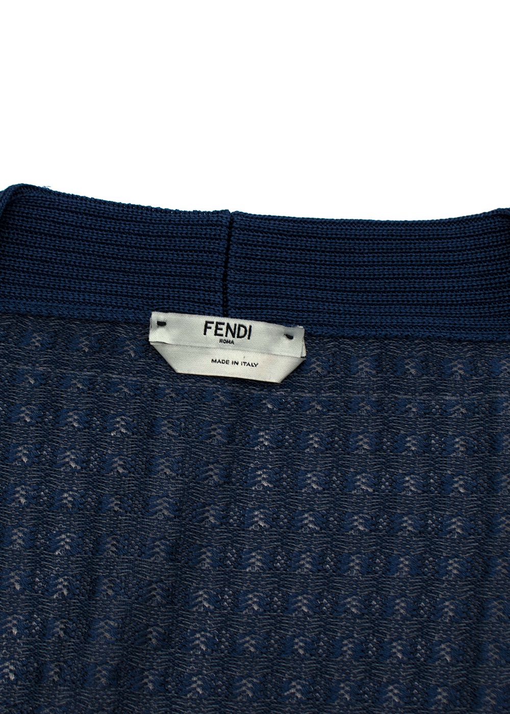 Preowned Fendi Navy Cotton Knit Vichy Cardigan Size M Dark blue