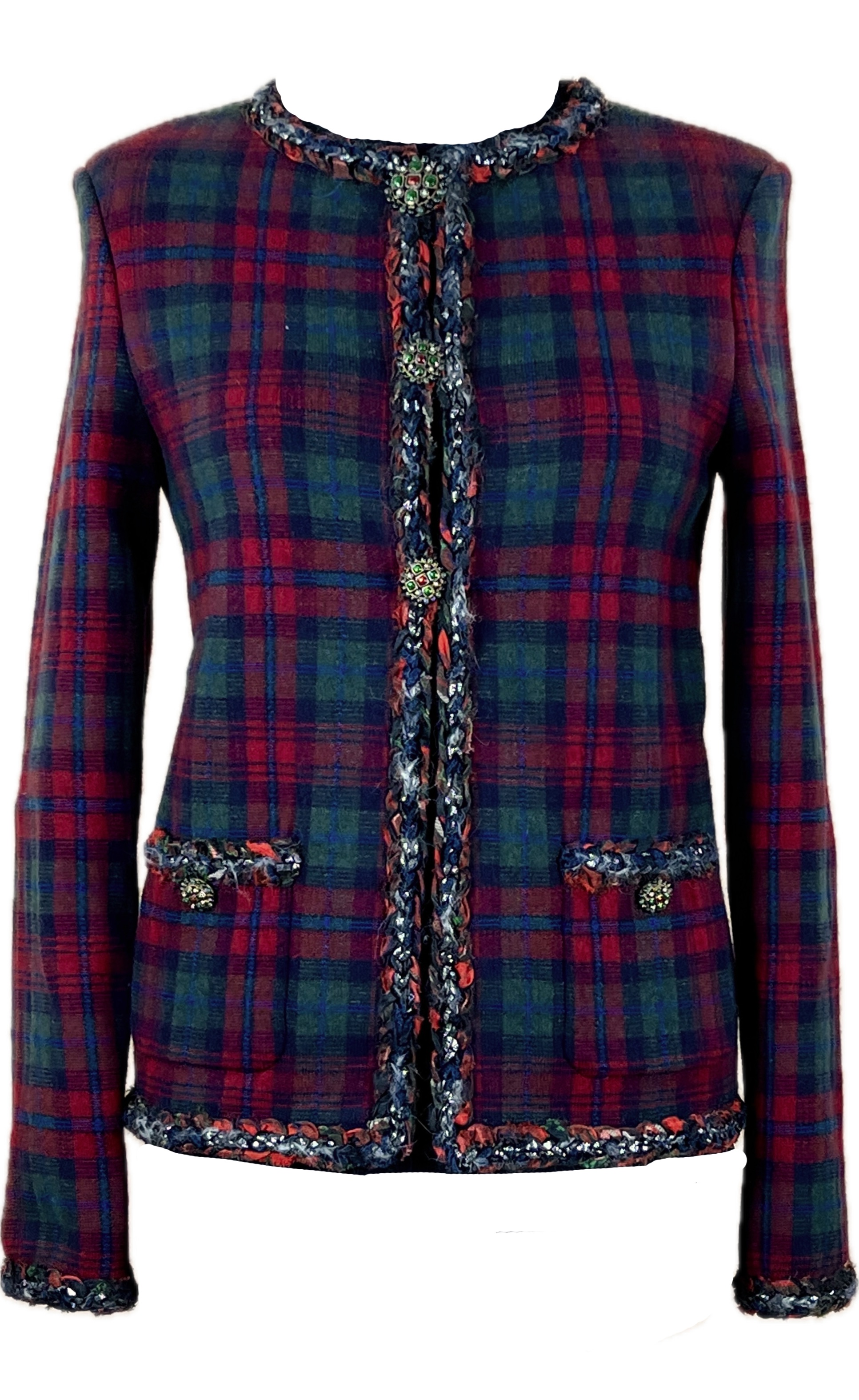 Chanel Paris/Edinburgh Tartan Blazer/Jacket Size S multicolor cashmere