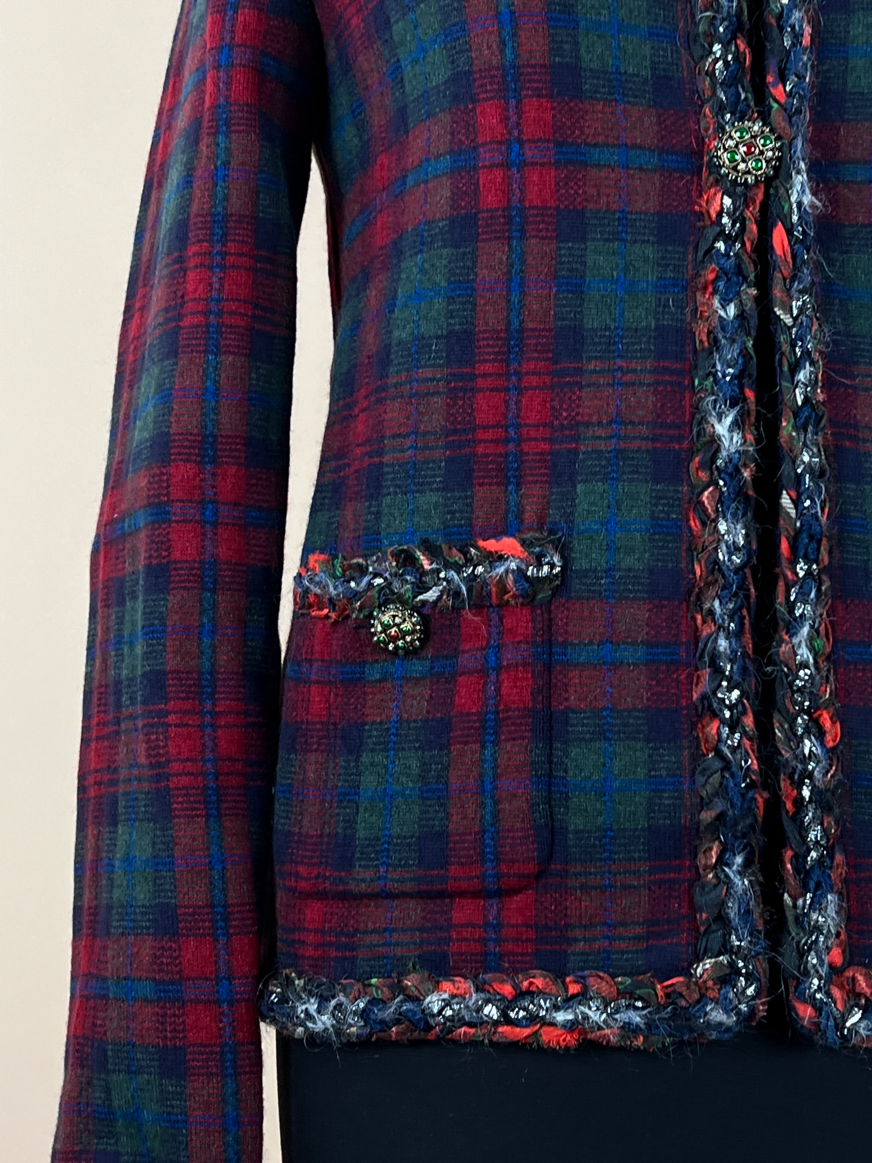 Chanel Paris/Edinburgh Tartan Blazer/Jacket Size S multicolor cashmere