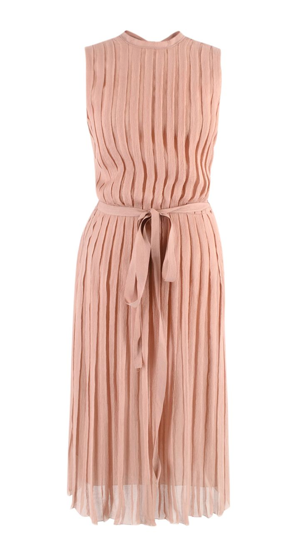 Preowned Prada Rose Pink Pleated Belted Dress Size XS silk