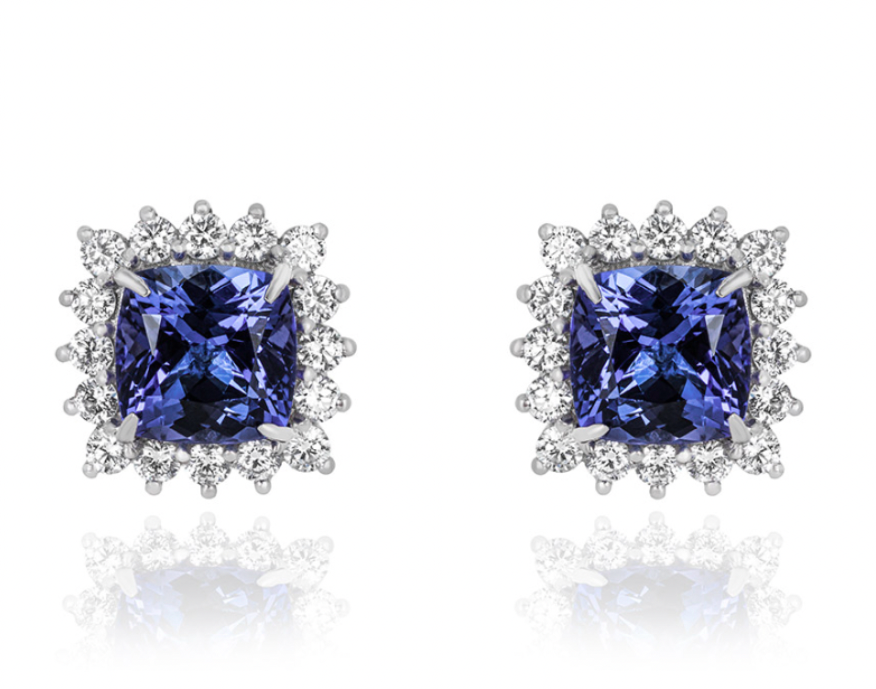 Platinum Set Diamond  Tanzanite Earrings Blue platinum tanzanite