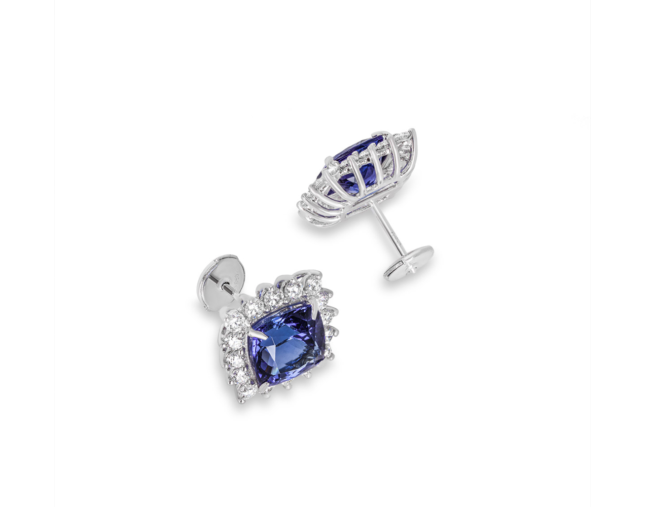 Platinum Set Diamond  Tanzanite Earrings Blue platinum tanzanite