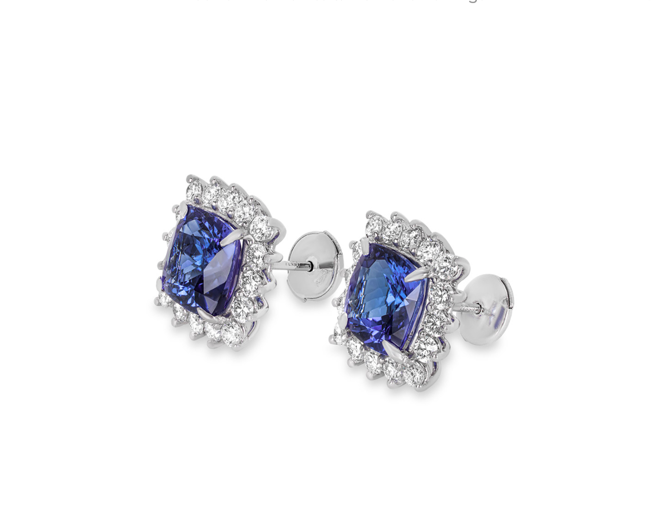 Platinum Set Diamond  Tanzanite Earrings Blue platinum tanzanite