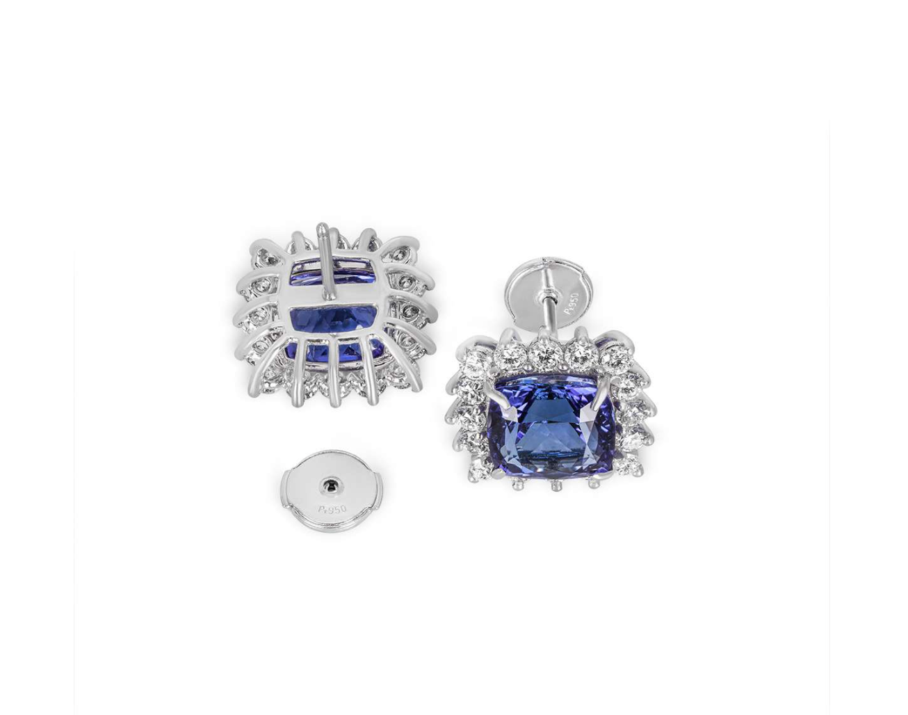 Platinum Set Diamond  Tanzanite Earrings Blue platinum tanzanite