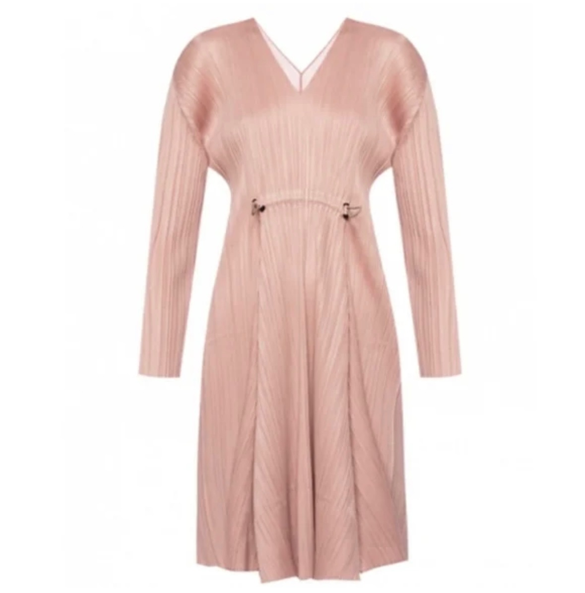 Pleats Please Drawstring Waist Midi Dress Pink polyester