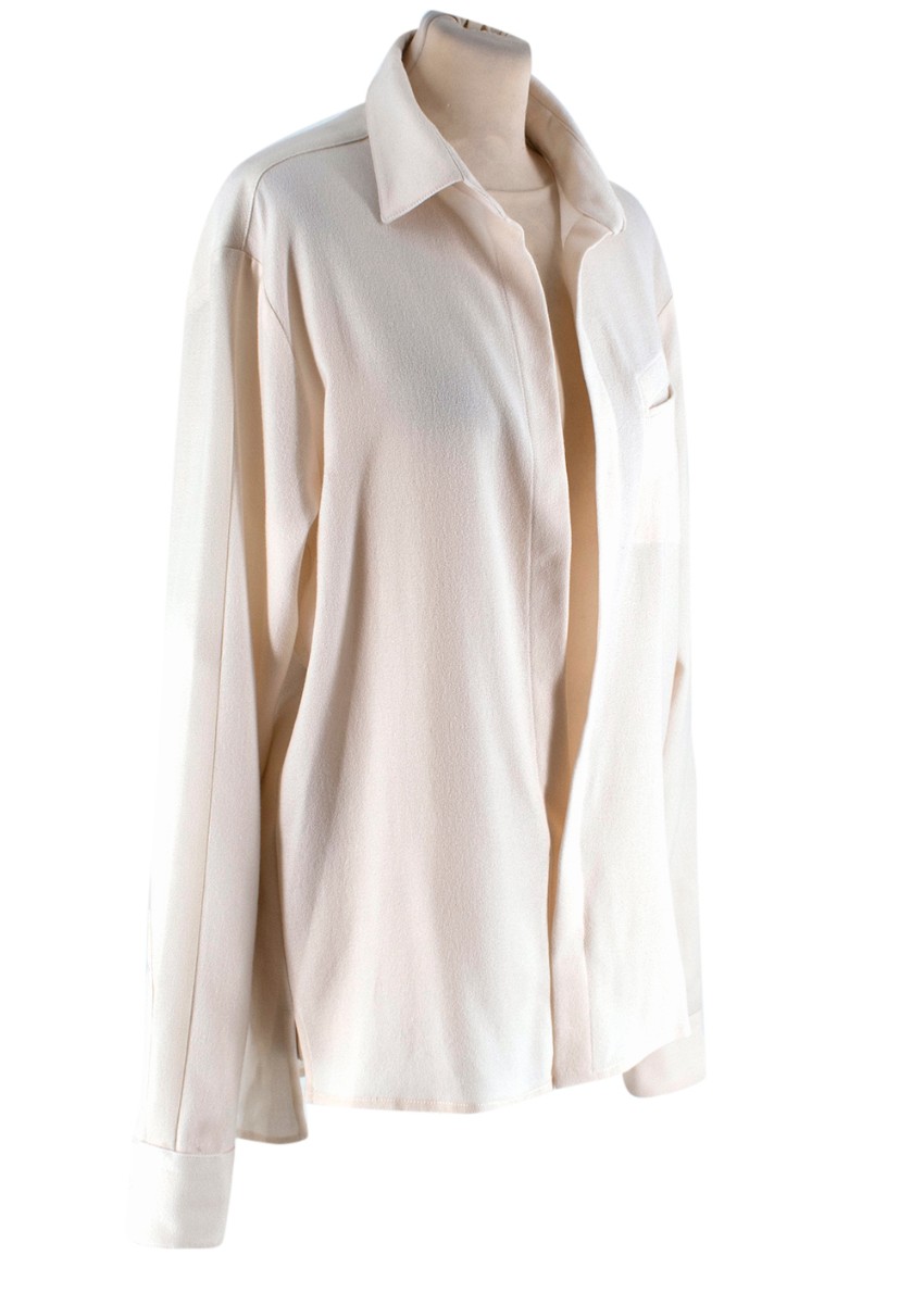 Baja East Cream Wool-Crepe Point Collar Blouse Size XS Beige/Nude wool